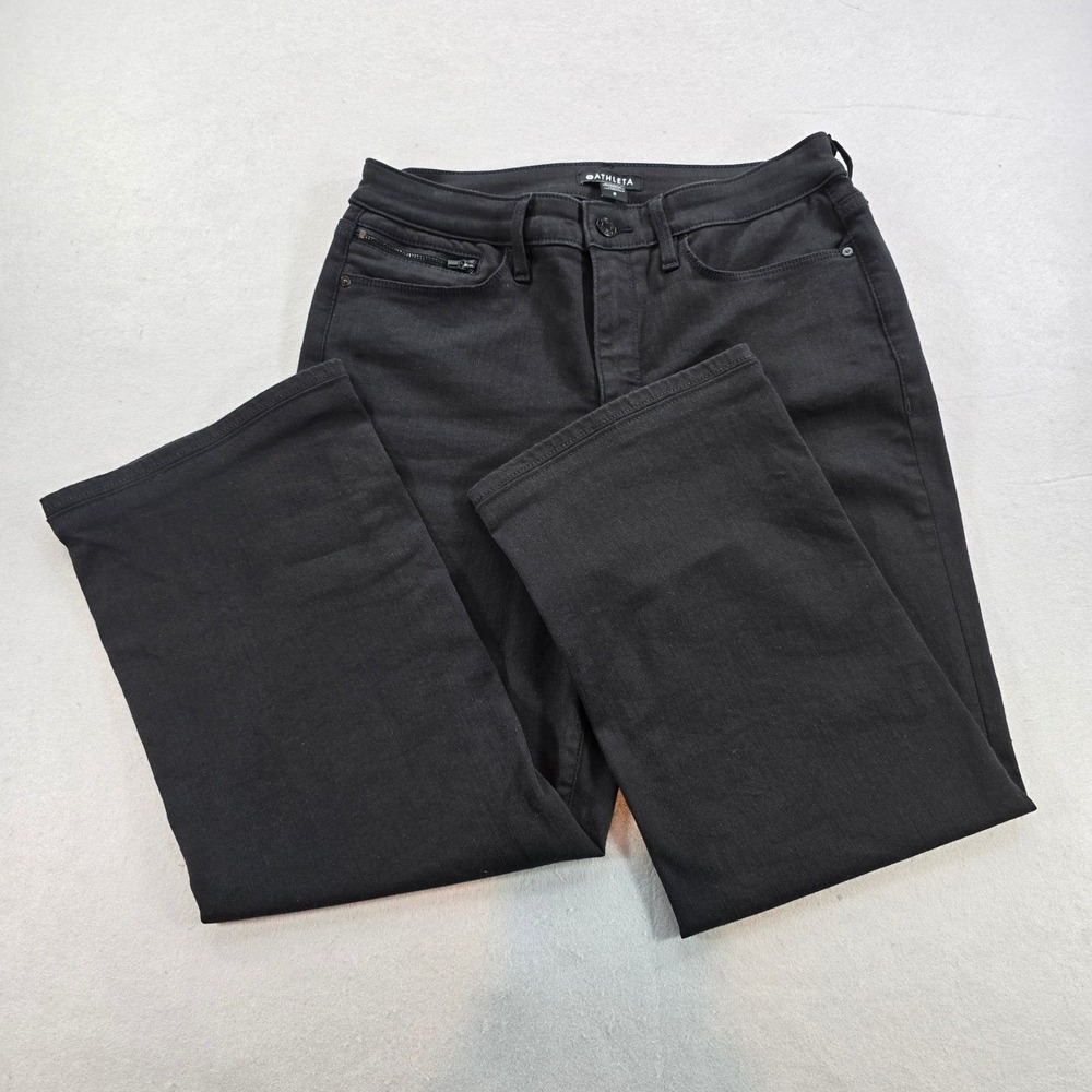 Athleta Black Sculpttek Flex Kick Flare High Rise Cropped Jeans Size 8 EUC